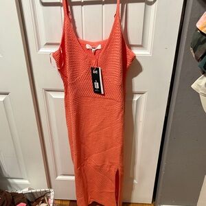 Elegant Coral Midi Dress